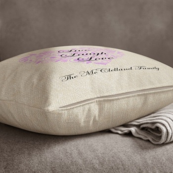 Luxury Personalised Cushion - Inner Pad Included - Live Laugh Love Purple